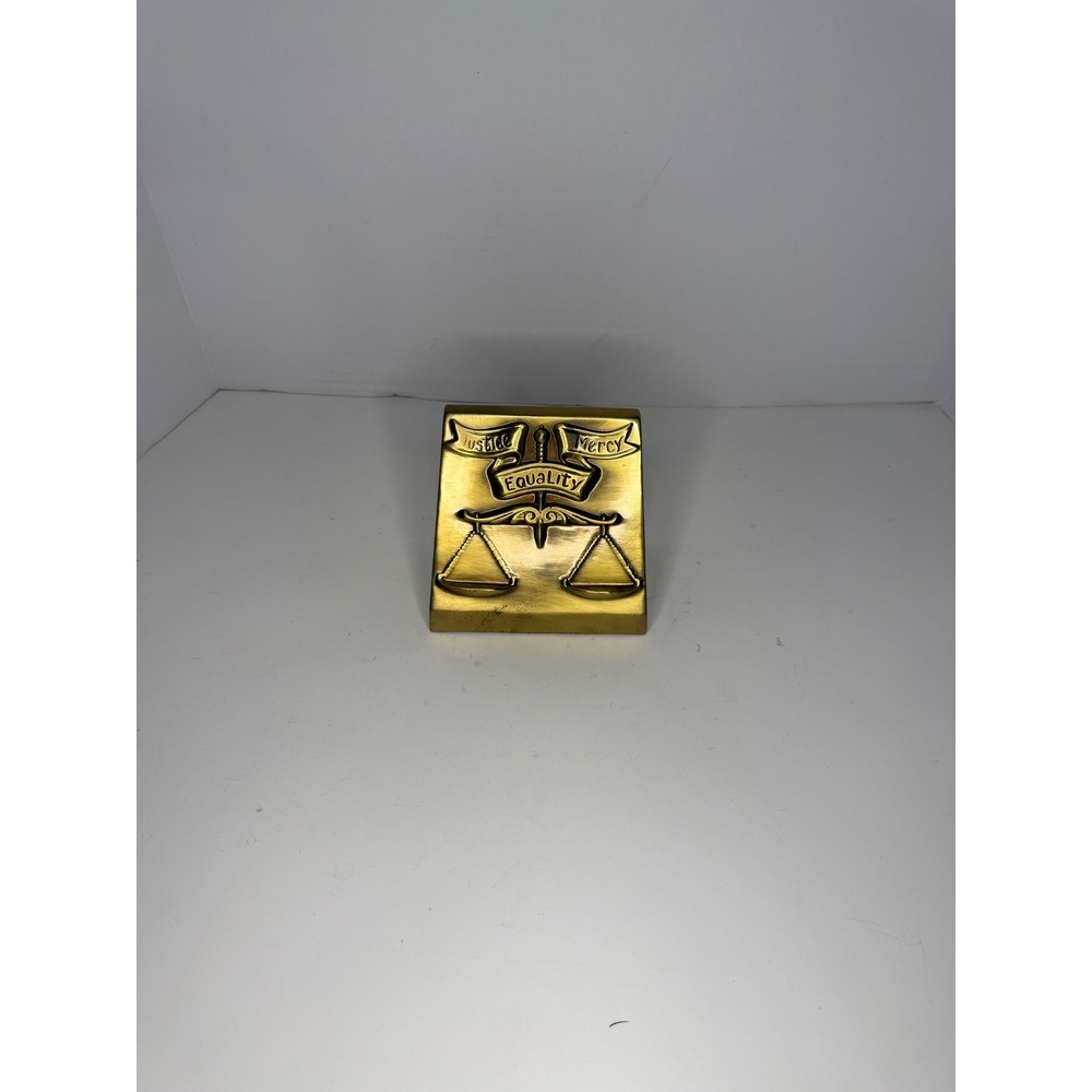 PM‎ Craftsman Scales of Justice Equality Brass Desk Paperweight Vintage